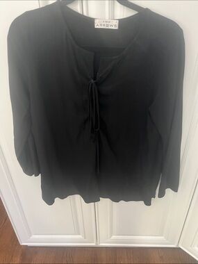 Black Tie-Front Women's Blouse